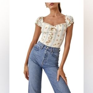Reformation Ogden floral crepe shirt top blouse 4 nwt $128